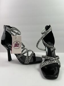Juicy Couture Womens Gabrielle Strappy Heel Sandal Black Patent Branded Size 10M