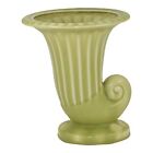 New ListingRookwood 1937 Vintage Art Deco Pottery Matte Green Ceramic Cornucopia Vase 6613
