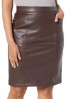 Dennis Basso Faux Leather Pencil Skirt Chocolate Brown