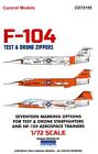 Caracal Decals 1/72 LOCKHEED F-104 STARFIGHTER Test & Drone Zippers