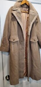 Vintage Stuart Fashions NY Tan Brown Wool Trench Coat Ladies Small/Med