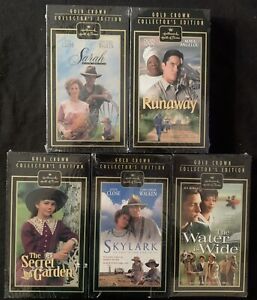 (D) 5 Hallmark Gold Crown Sealed VHS Movies: The Runaway, Sarah Plain and Tall +