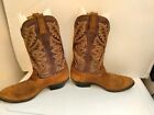 Men's SZ 11.5EE Twisted Leather Suede Tan Pointed Toe Western Cowboy Boots...