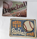 Metal Baseball Signs Lot 2 Vintage Retro style Decor for Man Cave Kids Room