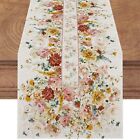 Linen Watercolor Floral Spring Table Runner 72 Inches Long Farmhouse Spring S...