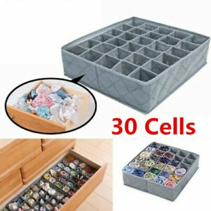 New 30 Cells Bamboo Charcoal Underwear Ties Sock Storage Drawer Organizer Box US