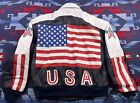 Vtg Phase 2 90s Hip Hop Party Dance American Flag Leather USA Jacket Coat Mens M