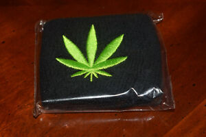 NEW Weed Leaf Wrist Sweat Band - 420 Hemp Cannabis Green & Black Marijuana