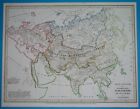 1853 RARE ORIGINAL HYDROGRAPHICAL MAP ASIA THAILAND MALAYSIA PERSIA CHINA KOREA
