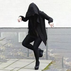 Men-Punk Hooded Cloak Cape Trench Coat Loose Long-Cardigan Gothic Casual Jacket