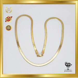 HIGH POLISHED 10K Yellow Gold Solid 2.5mm - 14mm Herringbone Chains Size 16