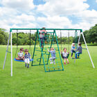 Metal Heavy Duty Swing Set for Backyard Kids Swing Sets w/2 SWING Glider Ladder
