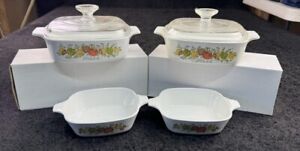 Vintage Corning Ware Spice Of Life Casserole dishes cookware Set Of 4 WITH 2Lids