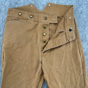 VTG Wah Maker Frontier Pants Mens 34x30 Brown Canvas Cinched Button Fly USA 90s