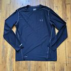 Under Armour Shirt Mens XL Black Fitted HeatGear Long Sleeve Compression Workout