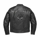 Harley Davidson Men's Blouson CUIR Skull Reflective Jacket Biker Leather Jacket