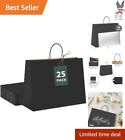 New ListingSturdy Black Kraft Paper Shopping Bags with Handles - 25 Pack, Ideal for Retail