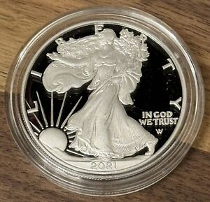 2021-S 1 oz Proof American Silver Eagle ASE Coin (Box, CoA, Type 2)
