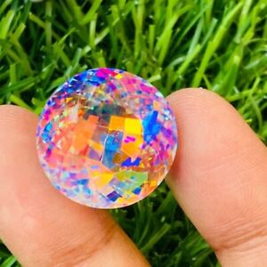 52 + Ct Natural Mystic Topaz Rainbow Color ROUND Cut Certified Gemstone