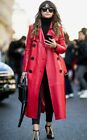 Leather Jacket For Women Red Trench Length Coat Real Lambskin Stylish Long Coat