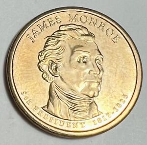 2008 One Dollar US $1 Presidential Coin James Monroe 5th Golden Color