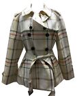 Coach Women's Short Trench Coat Multicolor Plaid Classic Jacket Tattersall 83347