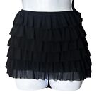 Coquette Black Micro Mini Skirt Multi-Tiered Ruffled Exotic Club wear Sexy
