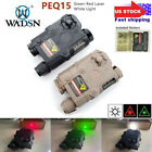 Tactical Airsoft PEQ15 Green/Red Laser/White Light Torch Function Battery Box