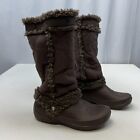 Crocs Womens Brown Faux Fur Round Toe Mid-Calf Pull-On Snow Boots Size 8 W