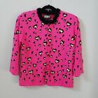 Vintage Berek 80's Pink Heart Leopard Print Women's Cardigan Sweater Small