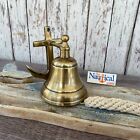 Anchor Ship Bell w/ Rope Lanyard - Antique Brass Finish -Nautical Wall Decor