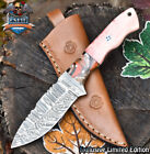 CSFIF Custom Skinner Knife Twist Damascus Bone Micrata Bolster Camping Bushcraft
