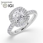 IGI, 1CT, Solitaire Lab-Grown Cushion Diamond Engagement Ring, 18K White Gold