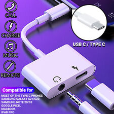 Type-C USB C to 3.5mm Jack Headphone & Charger 2 in 1 Adapter for Samsung Galaxy