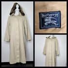 Vintage Burberry Hooded Trench Coat Jacket Nova Check Lined Womens 12 #Z4240