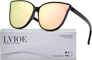 LVIOE Women Trendy Large Cat Eye Oversized Polarized Sunglasses - UV Protection