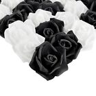 100 Pack Black and White Artificial Flowers, Bulk Stemless Fake Foam Roses, 3 In