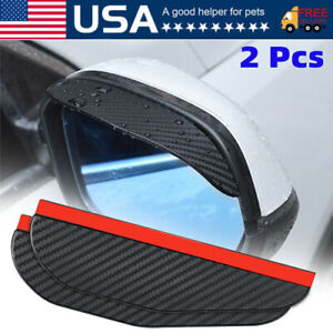 2PCS Carbon Fiber Black Mirror Rain Visor Guard For Car Auto Accessories (For: Honda Civic)