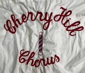 Vintage 1950's Cherry Hil NJ Chain Stitch Bowling Shirt w/ Barber Pole Graphic