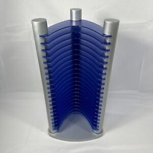 Vtg Atlantic 20 CD Tower Storage Rack Futuristic Silver/Blue SMOKE SMELL