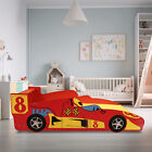 F1 Racing Car Bed,Child Bedroom Car Bed Frame,Toddler Floor Bed in Red,Twin Size