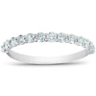1/2 Ct TDW Diamond Wedding Ring Stackable Womens Anniversary Band 14k White Gold