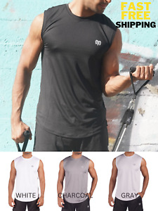 4 PACK Mens Dri-Fit Workout Running Cooling Performance T-Shirt Sleeveless Tee