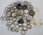 LARGE LOT OF VINTAGE WRISTWATCH WATCH CASE PARTS REPAIR + CRYSTALS