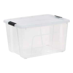 IRIS 60 Qt Clear Latch Box with Lid,Stackable Plastic Storage Bins,Single Pk