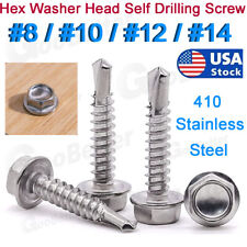 #8-#14 Hex Washer Head Self Drilling Sheet Metal Tek Screws 410 Stainless Steel