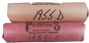 1955 D Lincoln Wheat Penny Roll - Unsearched - All Denver Mintmarks