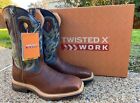 New Mens Steel Toe Twisted X Blue Brown Leather Western Work Boots MLCS016