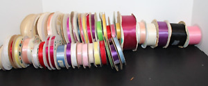 Vintage Craft Ribbon Lot of 48 Spools Multiple Colors, Brands, Quantities