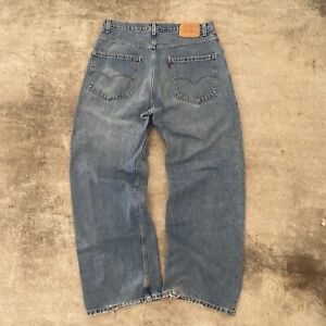 VTG 2001 Y2k Levi's 579 Baggy Fit Denim Medium Wash Blue Jeans Distressed 34x32